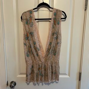 Anthropologie Antik Batik Beaded Top